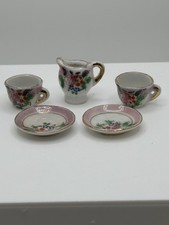 Vintage Miniature Pitcher Tea Cups Plates Set Of 5 Japan Dollhouse Trinkets