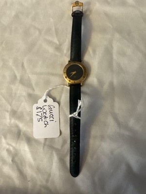 VTG GUCCI 3001L 6J GOLD PLATED SWISS WATCH BLACK DIAL