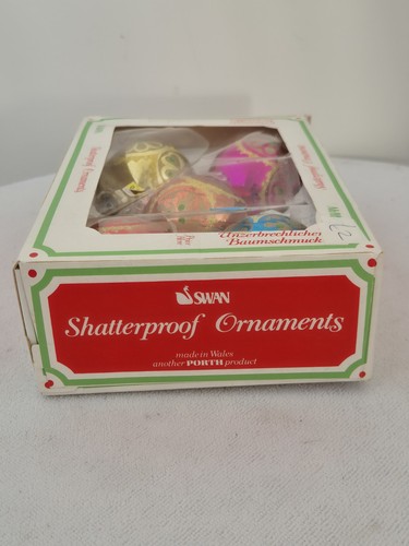Vintage 1970's Swan Shatterproof Christmas Tree Ornaments Baubles X5 - Picture 2 of 8