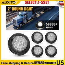 White 2" DOT Inch Round LED Side Marker Clearance Lights with Grommet 12V 5-25X