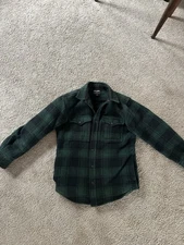 Filson Beartooth Jac Shirt 100% Cotton, Black Green Plaid, S