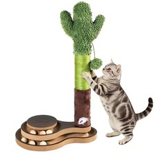 Cat Toys Cactus Cat Scratching Post, Natural Sisal Scratcher with Interactive...