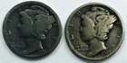 1921 P D MERCURY DIME PAIR! 2 TOTAL COINS! FANTASTIC! INCREDIBLE FIND! NR #P1552