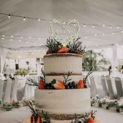 Mr & Mrs Hochzeitstorte Topper, Floral Cake Topper, Herzform Design
