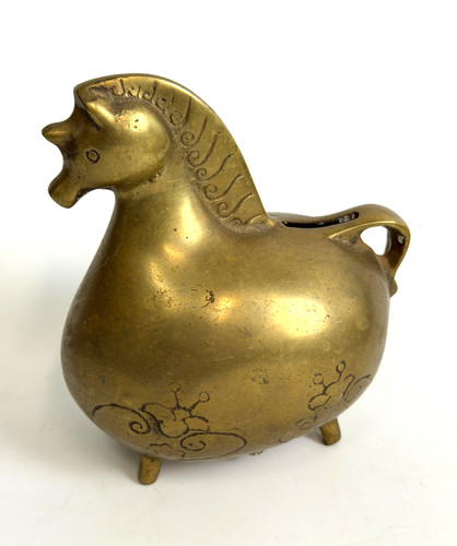 Vintage Brass Fatty Puffy Unicorn Bank Roly Poly Mythical Horse