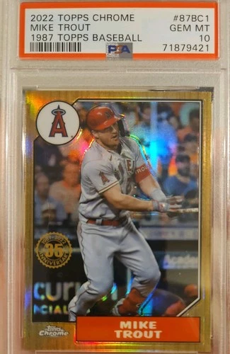 2022 Topps Chrome Mike Trout 1987 Topps SSP REFRACTOR PSA 10 GEM MINT 2 HR'S ⚾️