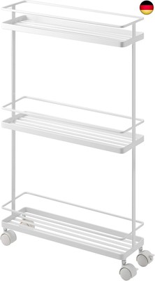 Yamazaki 7151 TOWER Küchenwagen, weiß, Stahl, minimalistisch, 38 x 12 x 66 cm