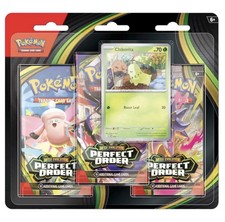 Pokemon TCG 3-Pack Blister Chikorita Perfect Order New Sealed
