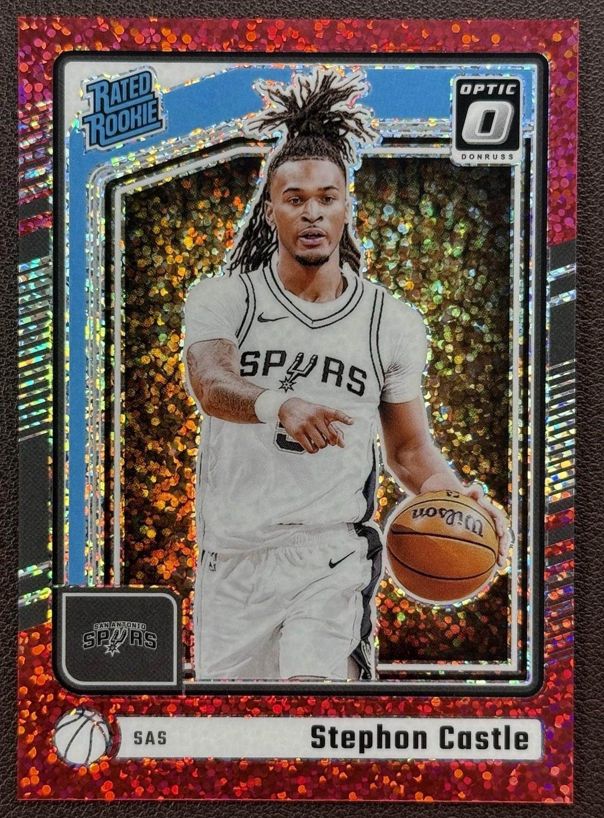 2024-25 Donruss Optic Rookie Red Sparkle Prizm #254 Stephon Castle RC