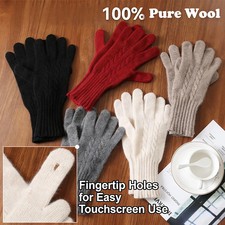 100 Wool Knitted Gloves Autumn/Winter Warm Gloves Classic Design Long Wrist Gua