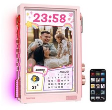 Divoom Times Frame-10.1" Digital Picture Frame Transparent 64GB - Pink - New 
