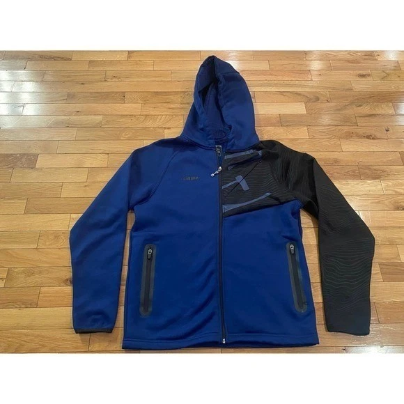 509 Mens Tech Zip Hoodie Blue Black Topographic Technical Performance Jacket M