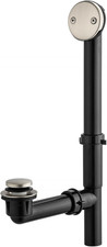 1-1/2" Black Tubular Bath Drain Kit with Tip-Toe Bath Drain Stopper, Touch-Toe T