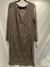 MSK Michael Kors taupe long sleeve lace dress