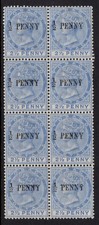 TOBAGO 1886 ½d ON 2½d, SG 26, MINT NH BLOCK OF 8, CAT £96+