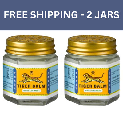 2 Jars Tiger Balm White Ointment 60g for Headache, Muscle Pain Relief & Massage