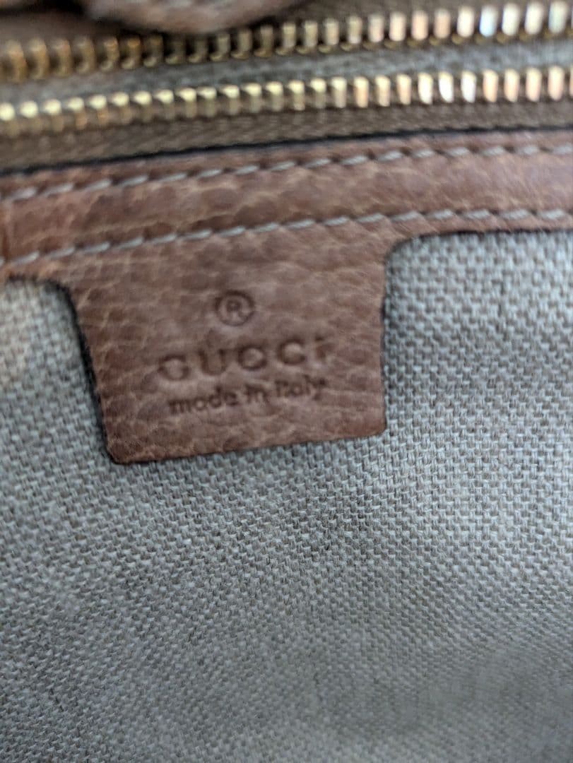 GUCCI Large GG Pattern Tote Bag Brown Leather Authentic thumbnail 4