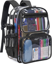 Clear Backpack for School, Heavy Duty PVC Large Transparent Bookbag Large