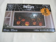 Halloween Banner Over 5 Feet SPOOKY JACK O LANTERN PUMPKINS CORN FIELD Reusable