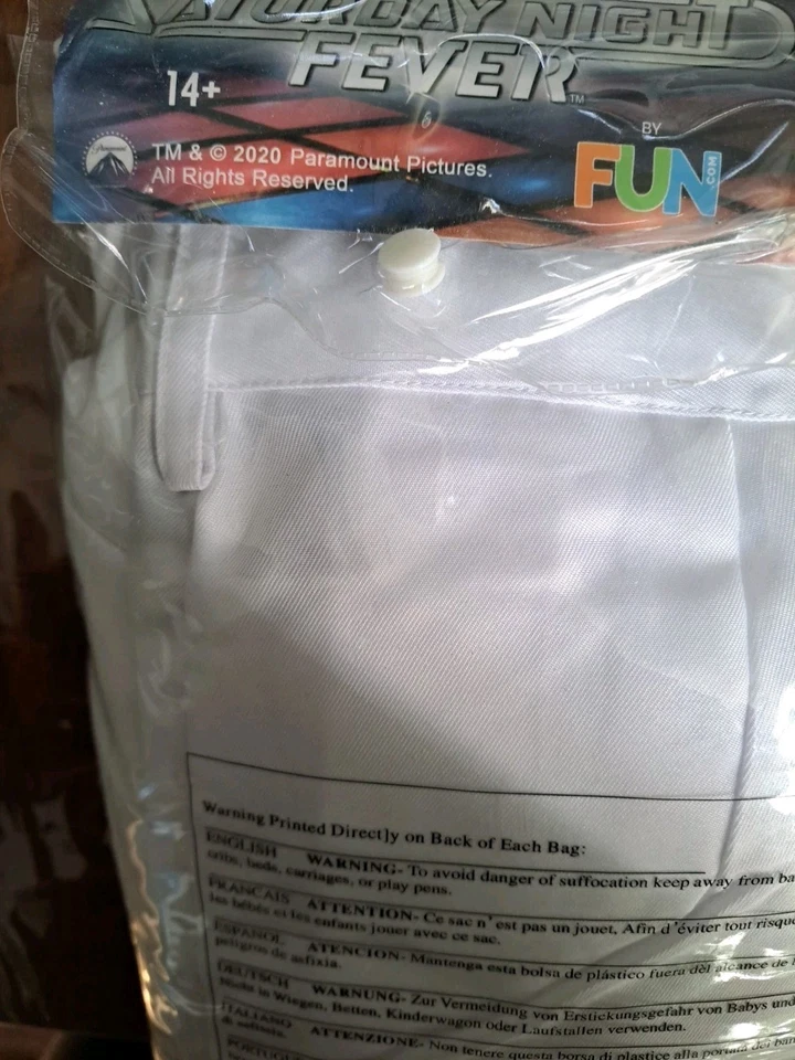 Disfraz Retro Para Hombre Sábado Noche Fiebre Adulto Años 70 Blanco Disco Traje Llamaradas GRANDE Foto 4 de 4