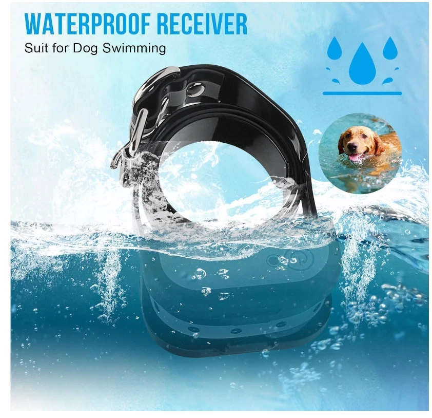 Collar de choque recargable con sistema de contención de cercas eléctricas inalámbricas 2 en 1 para perros Foto 3 de 4