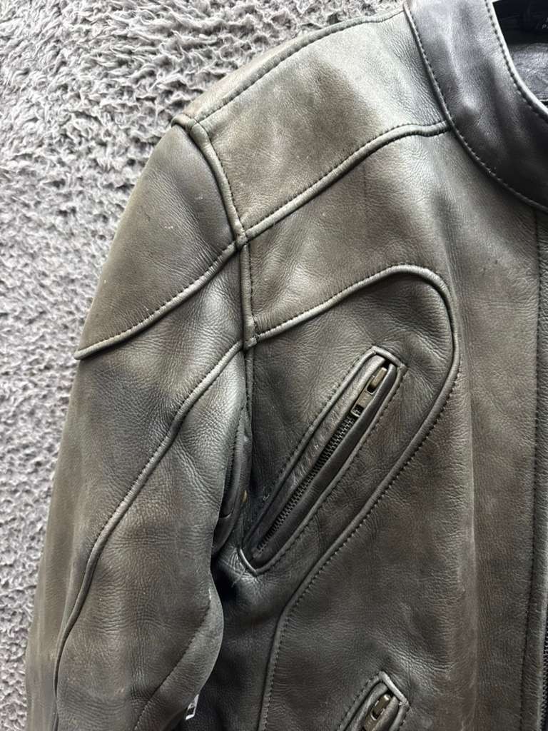 Genuine Leather Collared Full Zip Motorcycle Bike… - image 4