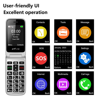 Artfone Senior Obile Phone Without Contract, Folding Obile Phone With - View #4