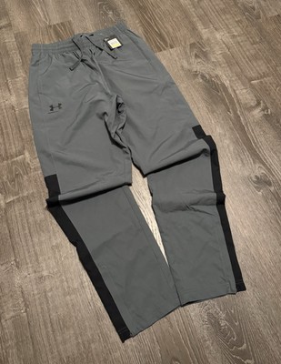 NEW Under Armour Loose Track Pants Vital Woven Ankle Zipper Gray Men s Medium