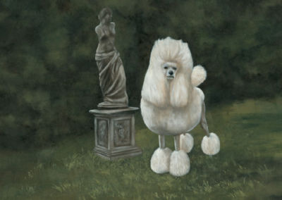 PUDEL WEISS STANDARD HUND KUNST LIMITED EDITION DRUCK