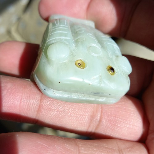 Vintage Chinese Jade Frog Statue Hand Carved Natural Green Jadeite Nice Old 66gr - Picture 8 of 24