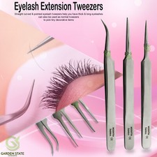 Set Of 3 Volume Lash Tweezers Eyelash Extension Fine Point Women's Lashes Makeup