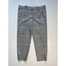 ESCADA Talarantom Plaid Virgin Wool Silk Pant Trouser Womens 38 34x26 Cropped