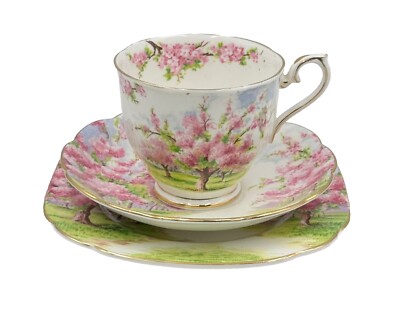 Royal Albert “Blossom Time” Tea Trio – Vintage Floral Elegance