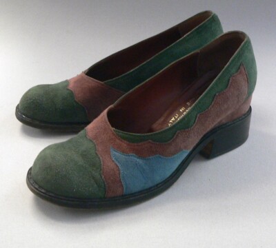 Mary Poppins Leather Italy, Suede Shoes Vintage 1970 Pump, size 38 