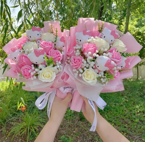 Kitty Blumenstrauß Handgemacht Künstliche Blume Valentinstagsgeschenk - Bild 6 von 6