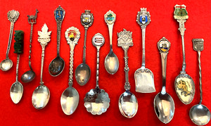 14 Central South America Caribbean Spoons Sterling, Silver, Alloy, Enamel Mix