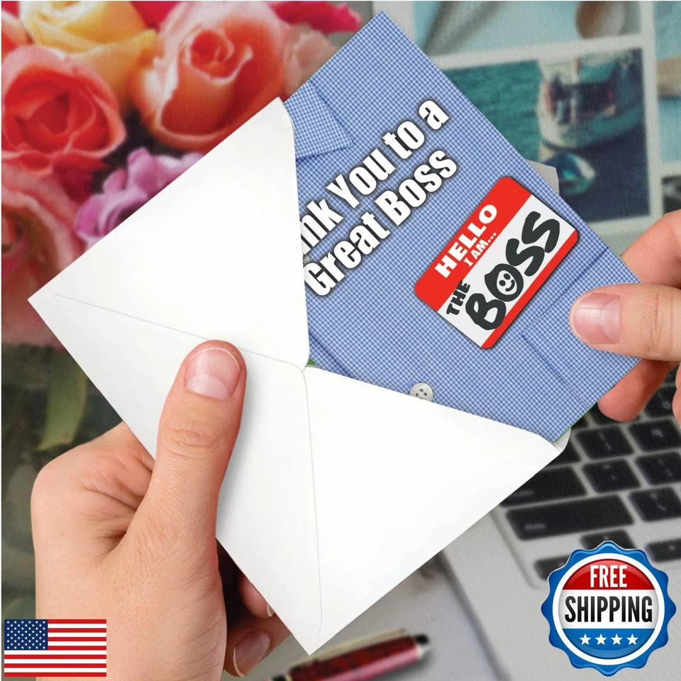 NobleWorks - Tarjeta de felicitación de agradecimiento (jefe) con sobre de 5 x 7 pulgadas (1 tarjeta) Foto 4 de 4