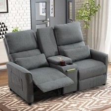 Manual Loveseat Recliner Home Theater Seating with Cup Holders for Living Room