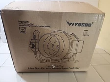 Vivosun 6" 390 CFM Inline Duct Fan W/ Variable Speed Controller 306201P-6