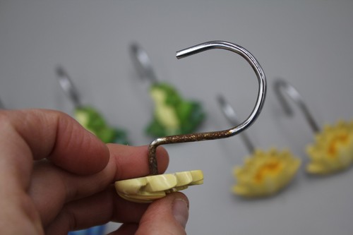 Green Blue Frogs Toads Lily Pads Shower Curtain Hooks Set Of 10 Replacement HTF - Picture 5 of 9