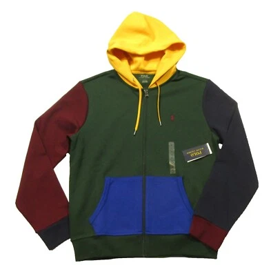 Polo Ralph Lauren Men's Green Multi Colorblock Double Knit Full Zip Hoodie - Image 1 of 3