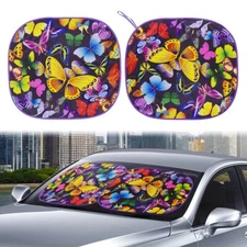 Car Windshield Twist Sun Shade Auto Drive Butterflies Universal Fit 2 pc set NEW