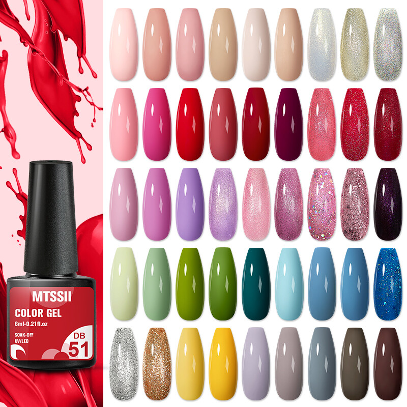 MTSSII 6X/SET 6ml Holographic Glitter Soak Off Nail Art UV Gel Nail