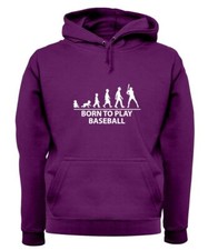 Born To Play Baseball - Adult Hoodie / Sweater - Base Ball Player Fan Love Bat