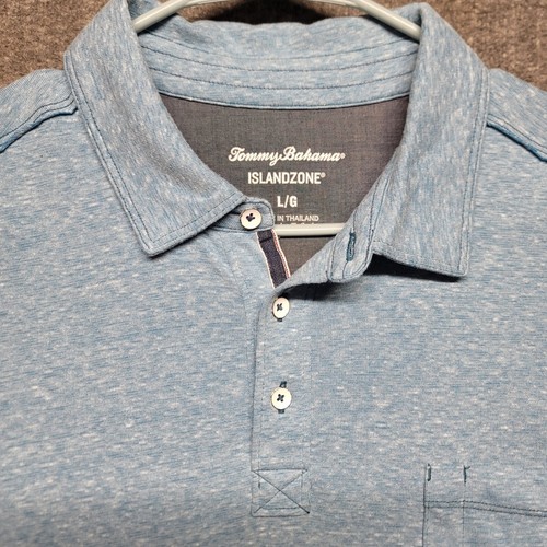 Tommy Bahama Polo Shirt Mens Large Blue Pocket Island Zone Performance Golf - Picture 3 of 10