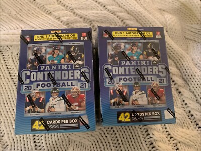 2021 NFL Panini Contenders BLASTER 2 BOX LOT - 1 Auto or Memorabilia Per Box.
