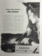 1943 Eureka Vacuum Cleaner Corp Mrs America Women War Effort Waacs VTG Print Ad