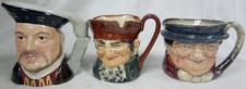 3 Vintage Royal Doulton Toby Jugs! King Henry VIII Old Charlie & Tony Weller!
