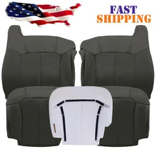 Both Side Leather Seat Cover Dark Gray For 1999-2002 Chevy Silverado GMC Sierra