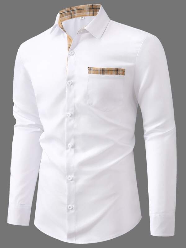 Camisa Blanca de Hombre de Vestir Moda Elegantes Casuales Formales